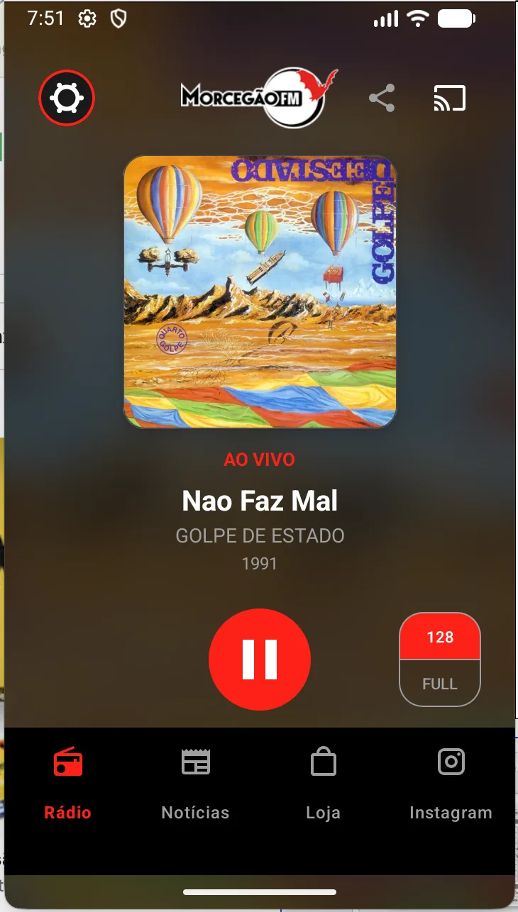 Print do app Morcegão FM